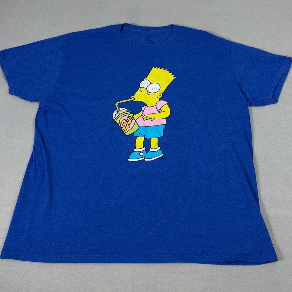 The Simpsons Bart Simpson‎ Squishee Graphic T-Shirt Blue XXL 0367